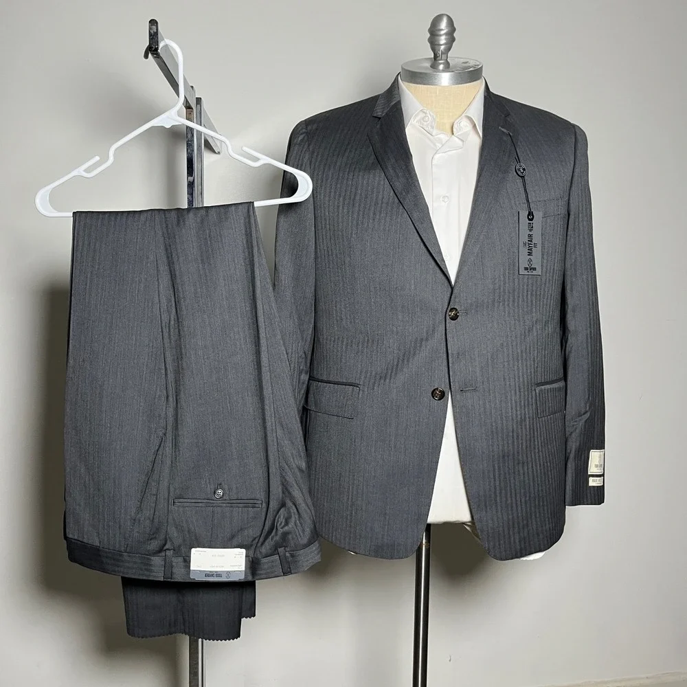 Todd Snyder Suit Mens 46R 39x36 Charcoal Grey Herringbone Mayfair Wool USA Made